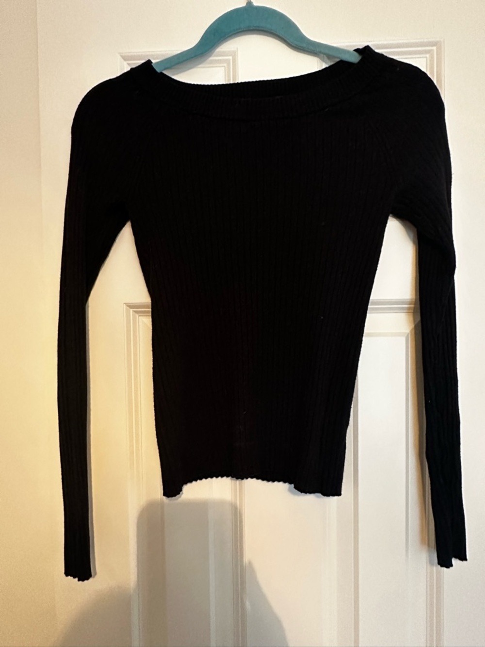 Express Black Ribbed Long Sleeve Top